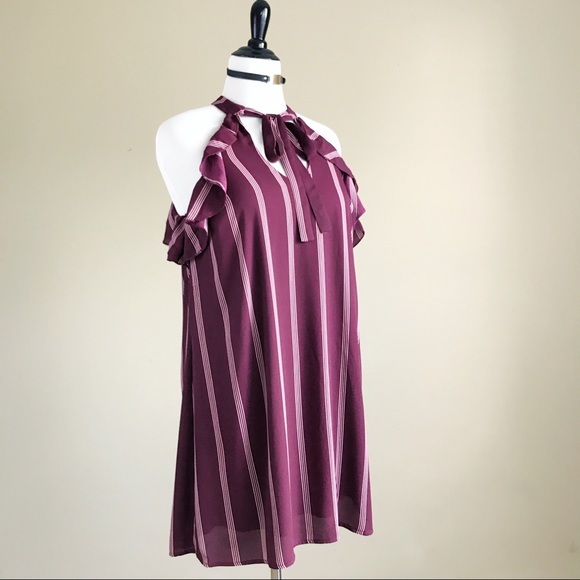 City Triangles Halter Stripe Ruffle Dress - Picture 3 of 8